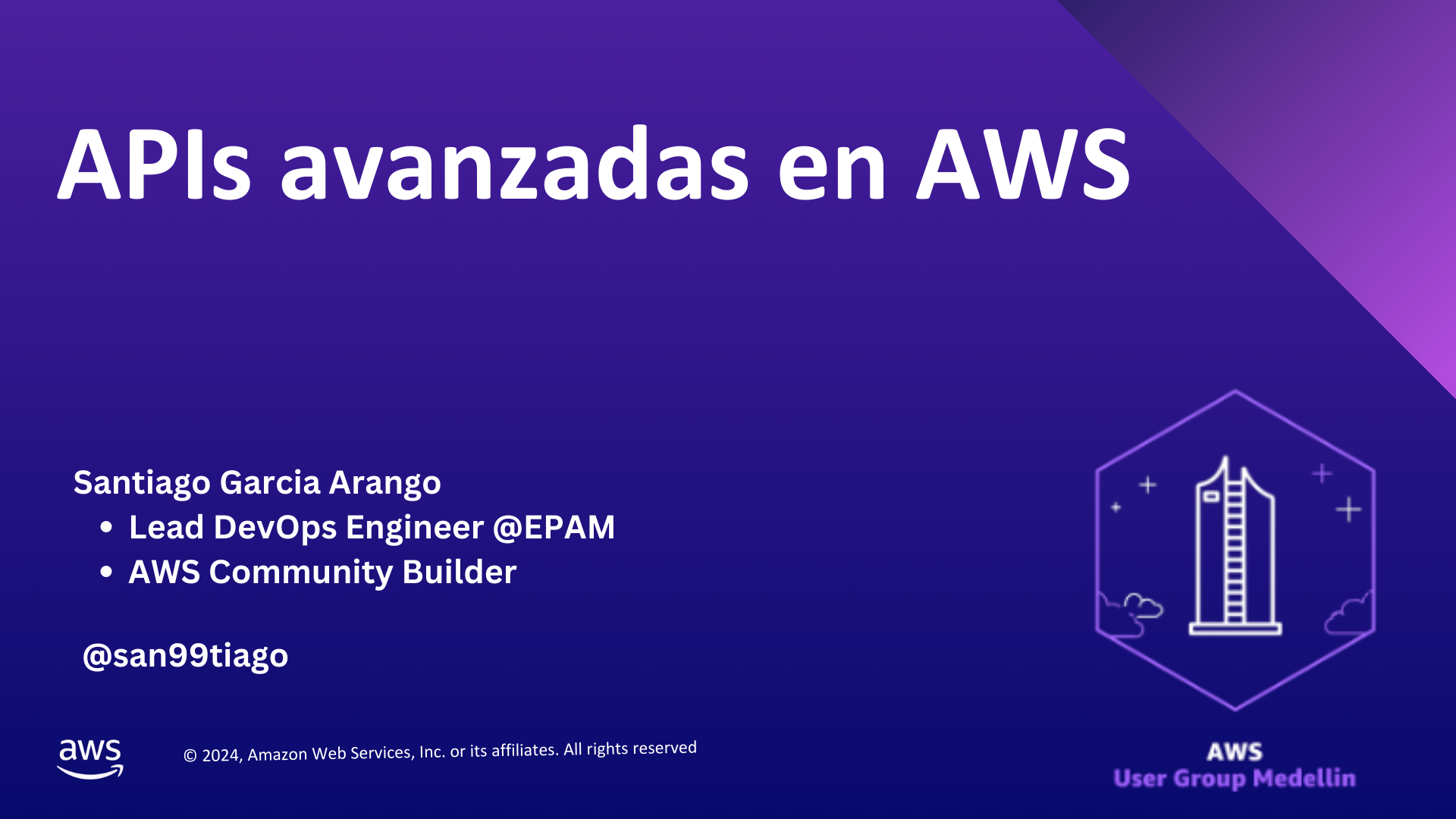 APIs avanzadas en AWS con API-Gateway, FastAPI y Cognito (AWS UG Medellin)